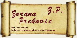 Zorana Preković vizit kartica